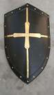 Medieval Battle Armor Forged Black Gothic Layered Steel Cross Shield Gift