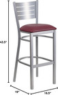 Hercules Series Silver Slat Back Metal Restaurant Barstool - Burgundy Vinyl Seat