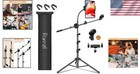 Versatile Microphone Stand With Boom Arm  Clips   Tablet Holder - Black Finish