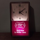 Vintage Lighted Beer Sign Wall Clock Miller High Life Welcome To Miller Time