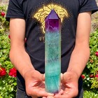 2lb Natural Rainbow Fluorite Obelisk Quartz Crystal Wand Point Gem Healing