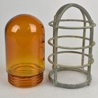 Vintage Stonco Industrial Explosion Proof Light Cage W  Amber Glass Globe 4913