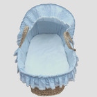Moses Basket Baby Bassinet Includes Mattress Bedding Canopy Blue Vintage 1980s