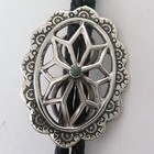 Attractive Solid Sterling Silver   Turquoise Open Southwestern Bolo Tie