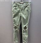 Free People Womens Pants Green Solid Distressed Ripped Knee Skinny Jeans