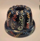 Vintage Glazed Kugelhopf Mold Bundt Pan Ceramic Alsace France 5 5  Diameter Blue