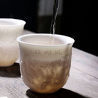 3 15  Ceramic Teacup Meditation Cup Handmade Three-dimensional Relief Tea Bowl