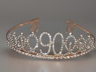 90th Years Old Birthday Rhinestone Tiara Metal Rose Gold Tone