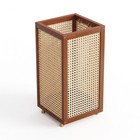 Umbrella Stand Holder Bamboo Rattan Entryway Storage Organizer Drip Tray Hooks