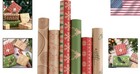 Kraft Christmas Wrapping Paper Set - 6 Rolls 30x10ft