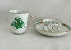 Herend  chinese Bouquet Green  Trembleuse  trembler   713 Cup   Saucer Set