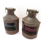 Vintage Copper Nautical Port And Starboard  Oil Lantern Pair