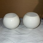 White Glass Lamp Shades Round Mid Century Modern Vintage Pair New Open Box