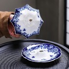 Blue And White Porcelain Tea Strainer Umbrella Shape Teaware Tea Table Decor