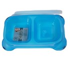 Blue Divided Dog Bowl Non-skid Food   Water Pet Cat Dish 16oz Double Side Dish