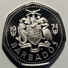Barbados  1 00 Dollar 1974 - Flying Fish - Proof