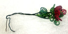 Vintage French Beaded Glass Wire Red Flowers Green Leaves Bouquet