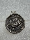 Antique Sterling Silver Art Nouveau Repousse Lady Crescent Moon   Stars Locket