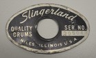 Vintage Slingerland Black   Silver Oval Drum Badge W serial Number - Niles Il