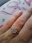 9 Ct White Gold 7 Diamond Flower Engagement Ring Size 5 5