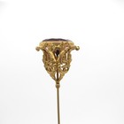 Antique Large Purple Stone Set In Leaves Brass Work Design Hatpin Hat Pin