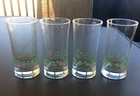 Arby s Holly Berries Highball Iced Tea Glasses  Set Of 4 Christmas 1980s No Gold