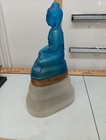 1930 s Blue Bohemian Art Glass Buddha Liqueur Set Complete W  Bottle   Glasses