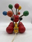 Vintage Kouvalias 70s Wooden plastic Banana Caterpillar Pull Toy - Greece 