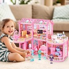 Dollhouse For Girls 2-story 6 Rooms Princess Girls Doll House Kit With 6 Doll   