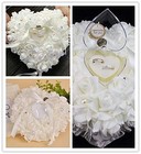 Heartshaped Ivory Ring Bearer Pillow With Lace Rose For Weddings