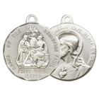 Sterling Silver Large Holy Family Medal Pendant 24  Endless Chain Necklace