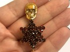 Antique Rare Victorian Silver And Gold Garnets Skull Brooch Memento Mori Box