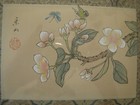 Vintage Chinese Watercolor Painting On Silk  Floral Butterfly Signed Framed