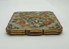 Vtg Stratton England Makeup Powder Compact Mirror Floral Bouquet On Enamel