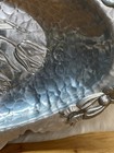 Vintage Rodney Kent Hand Wrought Hammered Aluminum Tulip Tray Ornate Handles 13 