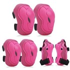Adjustable Kids Knee Pads Elbow Pads Wrist Guards Set For 3-8 Years Pink-1