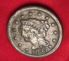 1853 Braided Hair Large Cent Penny        Nice Condition Coin       