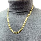 14k Yellow Gold Over Silver 7mm Figaro Chain  solid Links  18 -24 