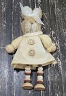 Vtg Bunny Rabbit Shelf Sitter Small With Button Legs   Arms Easter Spring Decor