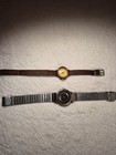 Lot Of 2 Unisex Analog Wristwatches Leather Strap   Metal Expansion Band