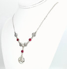Vintage 925 Sterling Silver Garnet Celtic Knot Necklace Bracelet Earrings Set