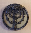 Antique Victorian Belle Epoch Brass Filigree W Glass Floral Picture Buttons 8