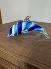 Art Glass Dolphin Blue White Clear