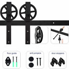 Single Sliding Barn Door Hardware Kit 5ft 6ft 8ft 10ft Track Big Spoke Wheel