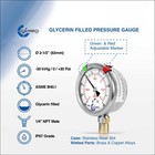 2 5  Liquid Filled Compound Vacuum Gauge  30 Hg  30 Psi Stainless Case Lower Mnt
