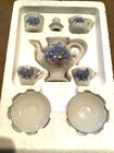 Vintage 8-pc Reutter Porcelain Forget-me-nots Child   s Tea Set  West Germany Nib