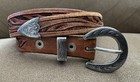 Vintage Old Western Sterling Silver Unbranded Horseshoe 3 Pc Ranger Belt Buckle