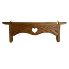 Rustic Oak Wood Wall Shelf Peg Rack Heart Cutout Farmhouse Country 22 