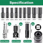 10pcs Metric Deep Impact Socket 1 2  Drive 10mm-24mm 6 Point Sockets W  Case Set