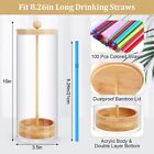 Acrylic Straw Holder Dispenser For Counter With 100 Colorful Straws Drinking Str